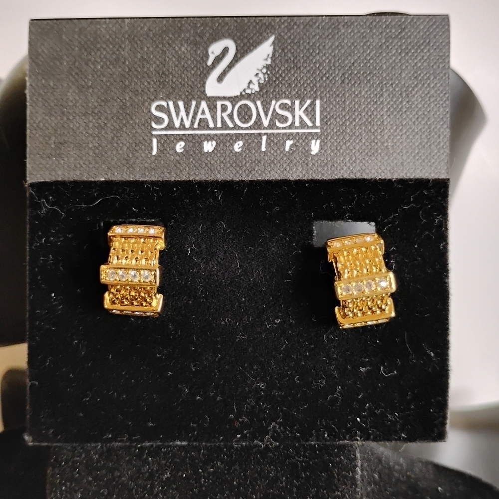 Swarovski Gold‎ Tone Creole Gold Plated Clip On Huggies